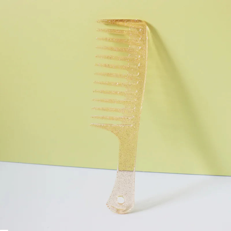 Jelly Sparkling Wide Tooth Comb – Curly & Wet Hair Styling Wide Tooth Comb PLUSH orange