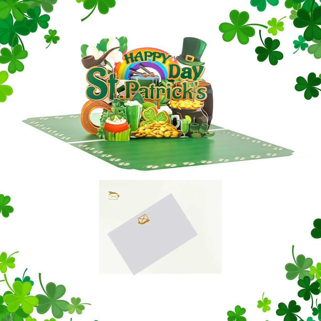 St. Patrick's Day 3D Pop-Up Greeting Card | Shamrock Pop-Up Greeting Card PLUSH