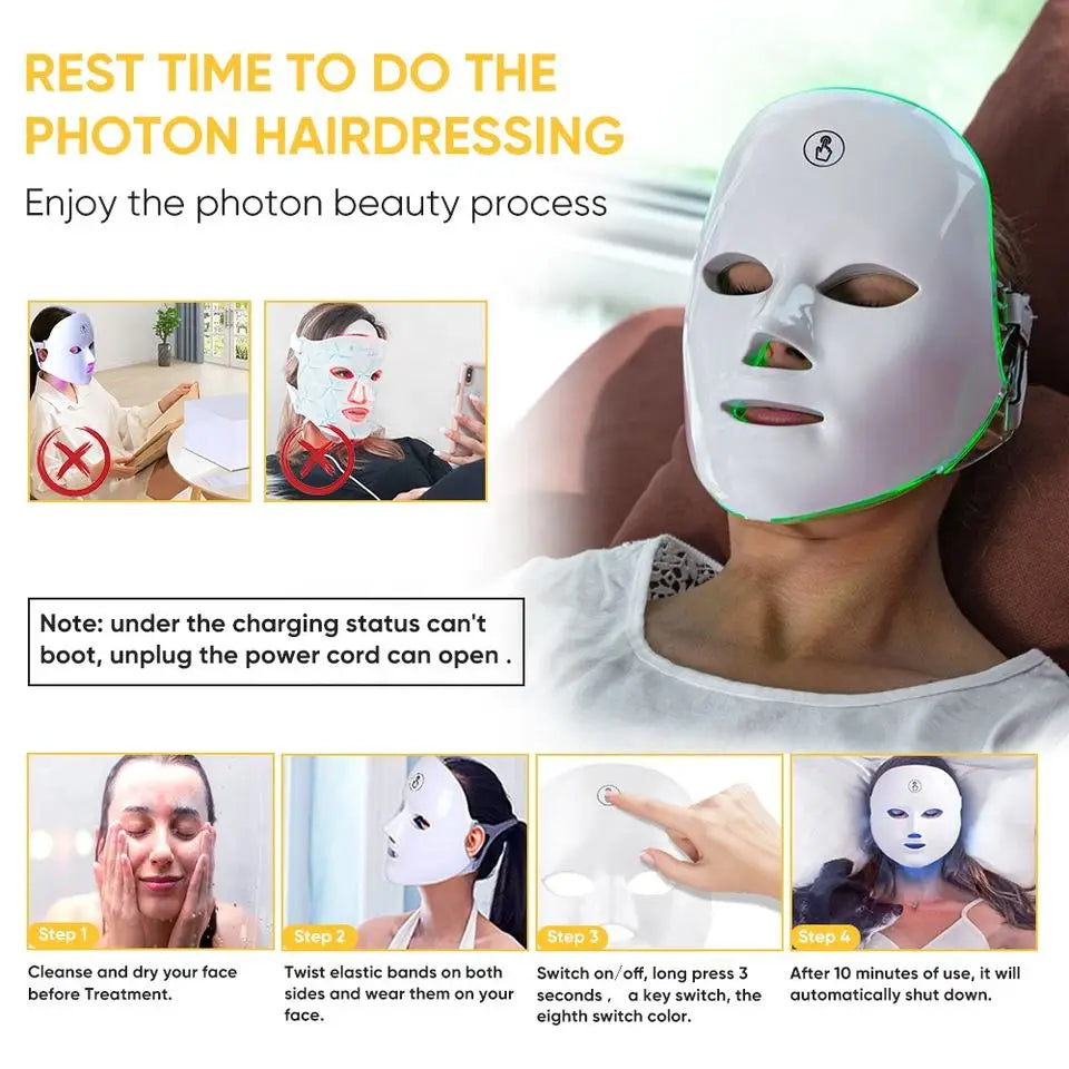 CAMMUO 7-Color LED Facial Mask | Photon Therapy Skin Care LED Facial Mask PLUSH
