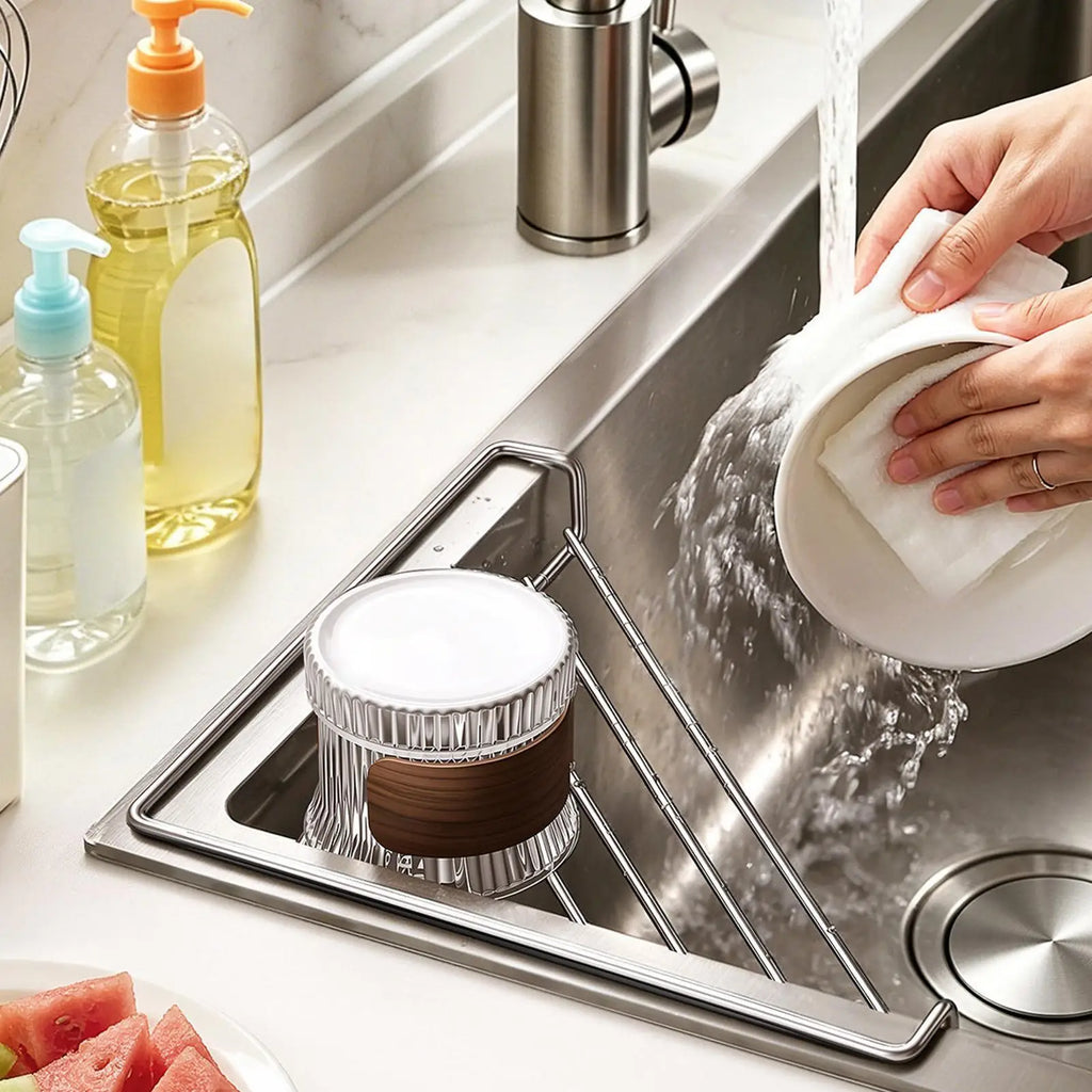 Triangle Corner Dish Drying Rack – Stainless Steel Sink Organizer Dish Drying Rack PLUSH