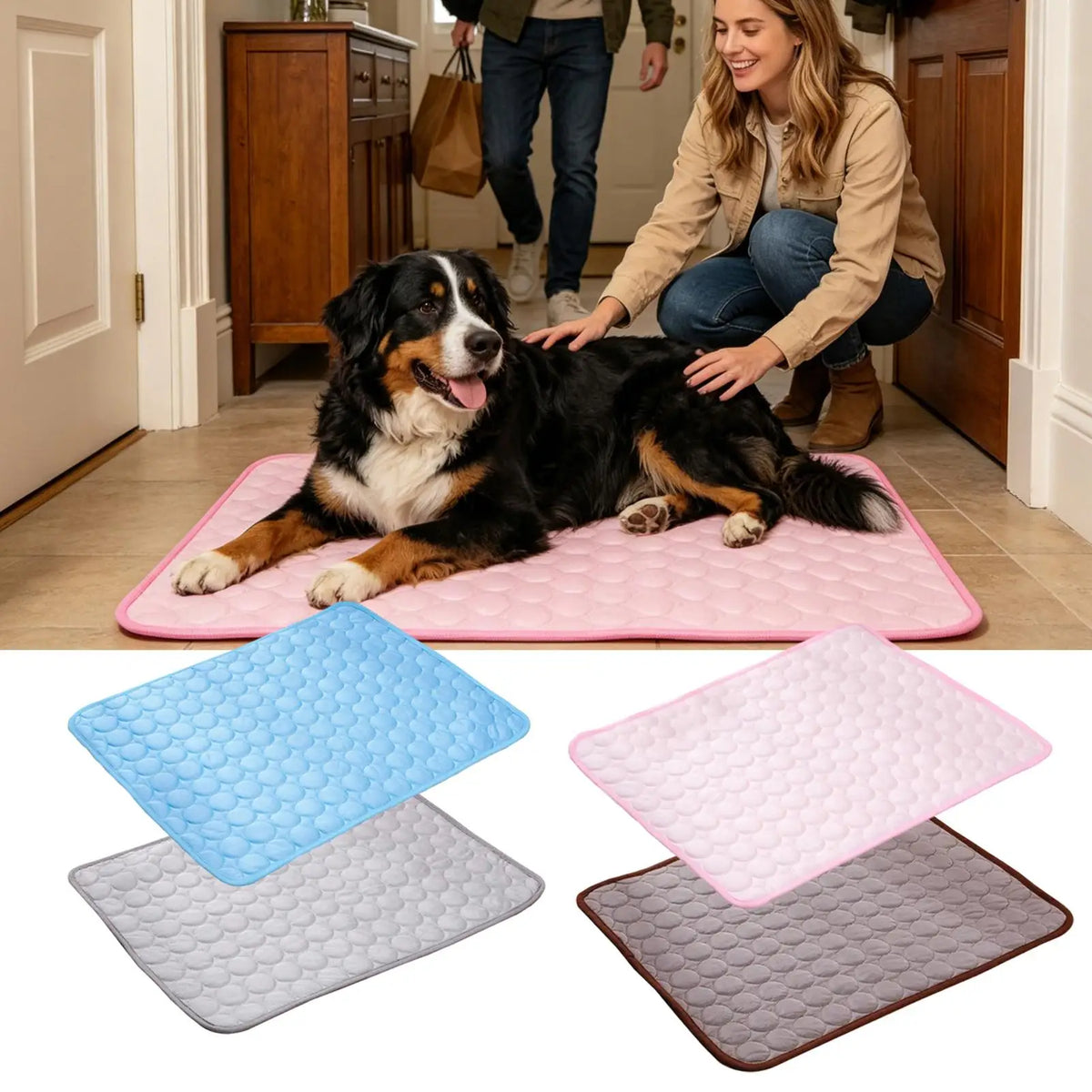 Pet Cooling Mat for Dogs & Cats – Ice Silk Summer Pad Pet Cooling Mat PLUSH