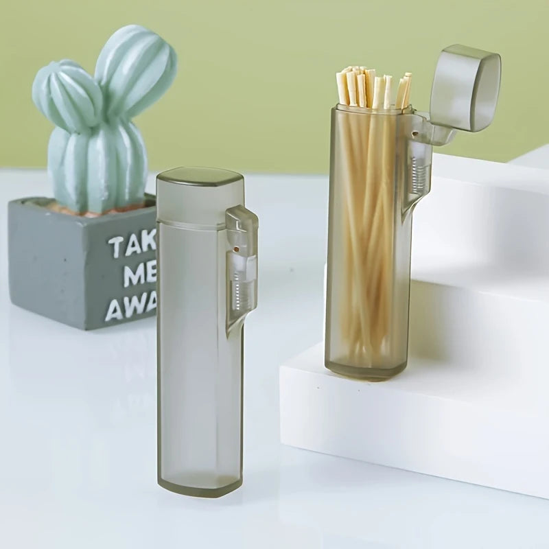 Portable Transparent Toothpick & Cotton Swab Travel Box Travel Storage Organizer PLUSH