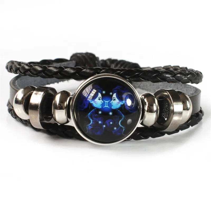 Zodiac Constellation Beaded Leather Bracelet | Multilayer Handwoven Charm Bracelet PLUSH