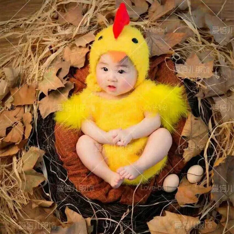 Baby Chicken Costume Photo Prop | 0–12 Month Studio Outfit Baby Photo Costume PLUSH