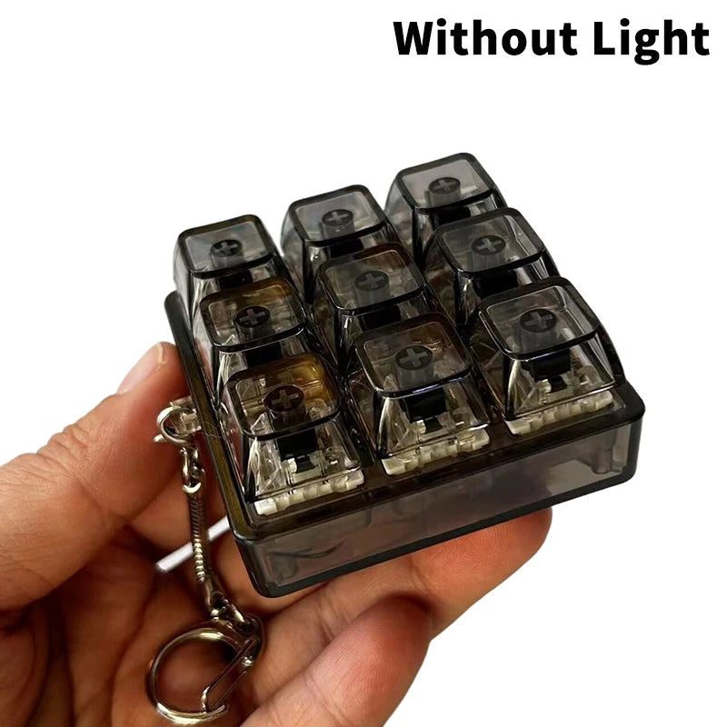 4 or 9-Key Fidget Keychain Toy | LED & Swappable Keycaps Fidget Keychain Toy PLUSH style 4