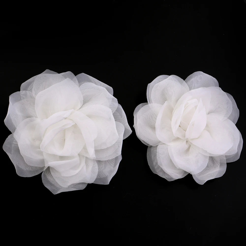 2pcs 10cm Chiffon Flower Appliques – DIY Hair & Clothes Decor Fabric Flower Appliques PLUSH beige 10cm