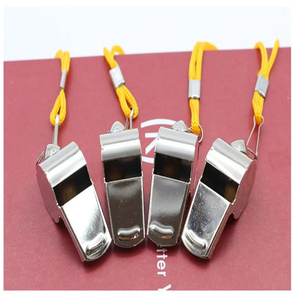 Stainless Steel Referee Whistle with Rope – Loud & Portable Referee Whistle PLUSH