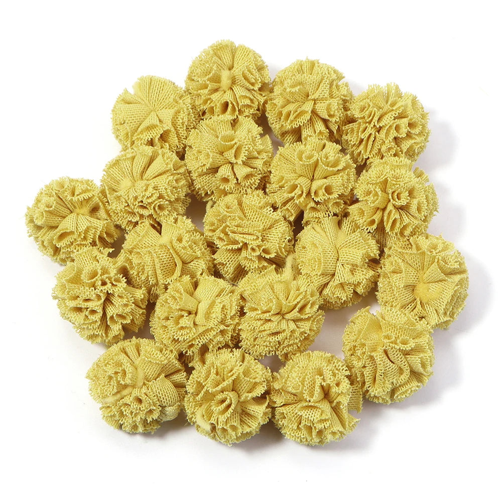 30pcs Tulle Flower Balls for DIY Hair Accessories & Crafts Craft Embellishments PLUSH ginger