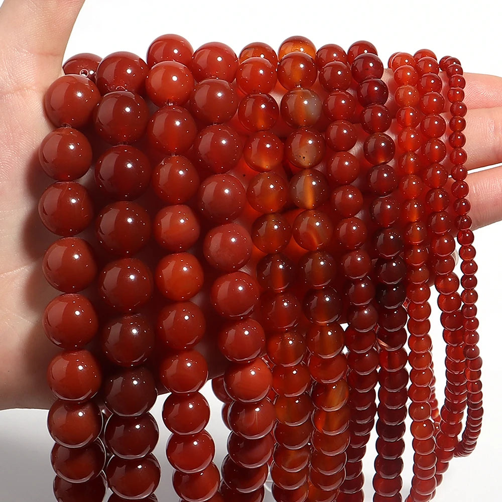 Red Agate Stone Round Spacer Beads 2–14mm | DIY Jewelry Stone Spacer Beads PLUSH