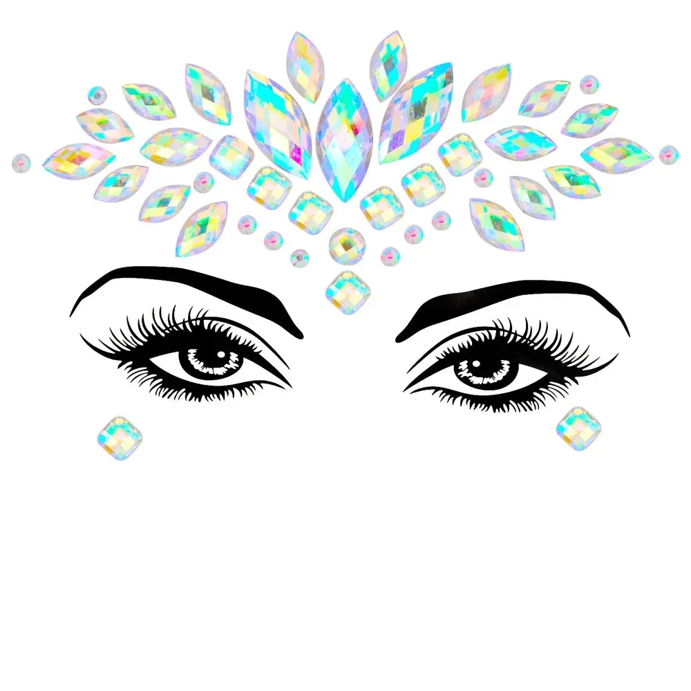Crystal Face Gems Rhinestone Temporary Tattoo Stickers