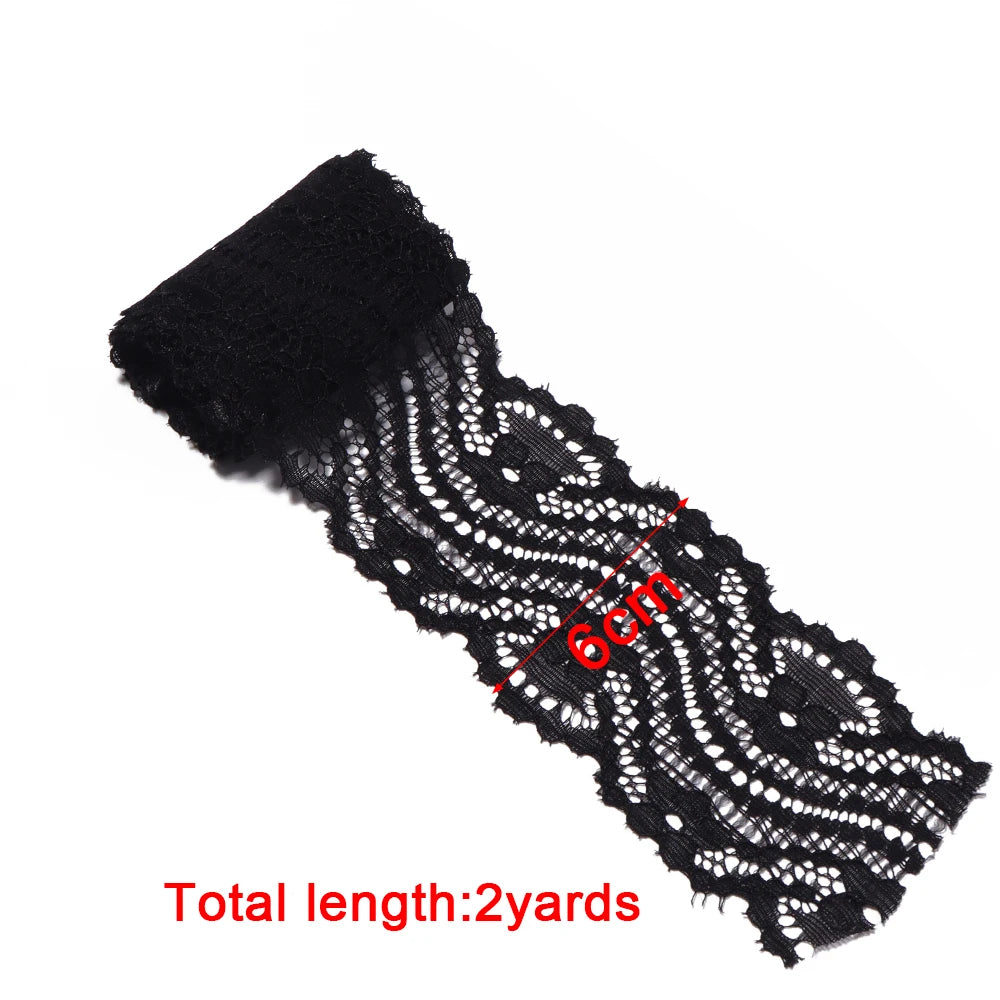 6cm Elastic Floral Lace Trim 2 Yards – DIY Sewing Craft Elastic Lace Trim PLUSH