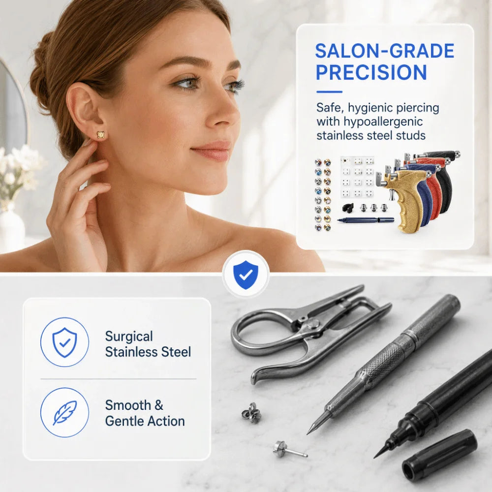 3mm/4mm Star Rhinestone Stud Earrings & Piercing Tool Kit Stud Earring Kit PLUSH