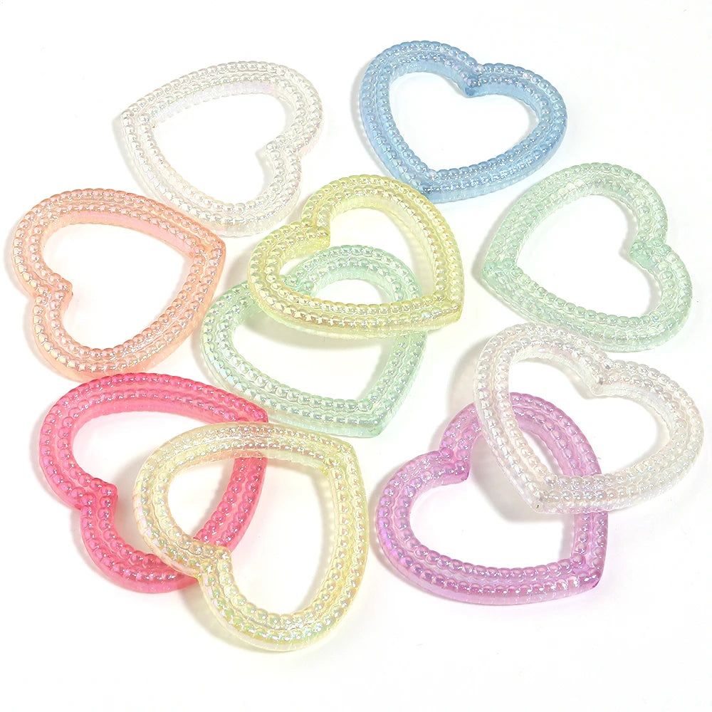 5pcs AB Color Hollow Heart Acrylic Spacer Beads – DIY Jewelry Acrylic Spacer Beads PLUSH 02