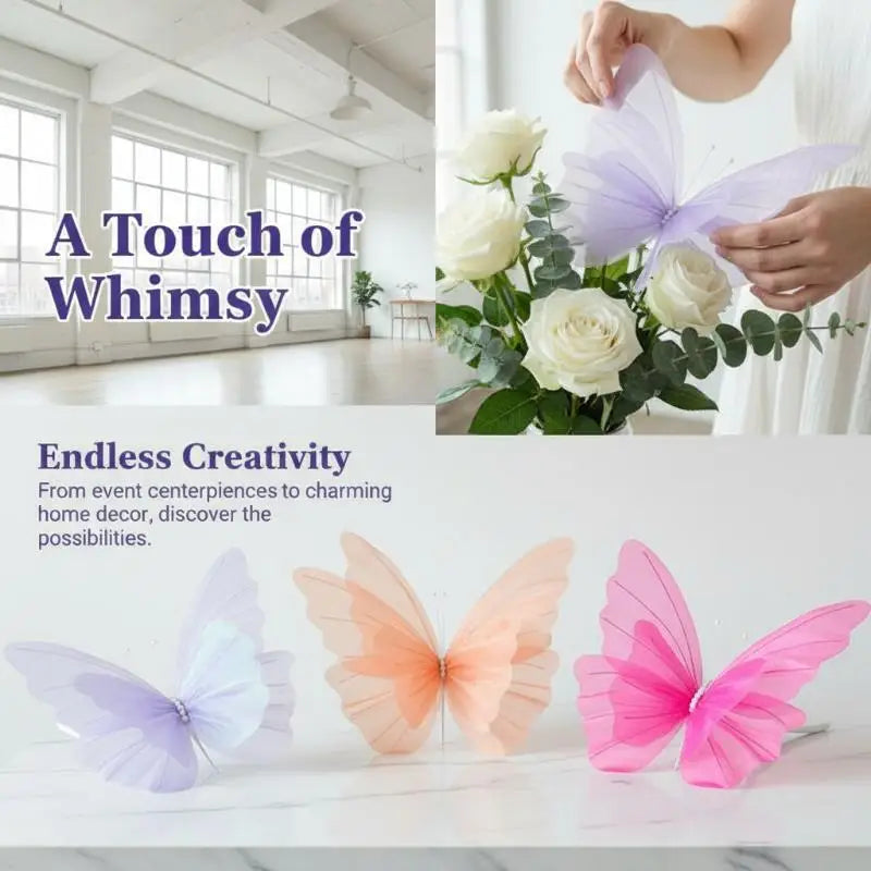 3D Artificial Butterfly Decor 45–50cm | Wedding Photo Prop Artificial Butterfly Decor PLUSH
