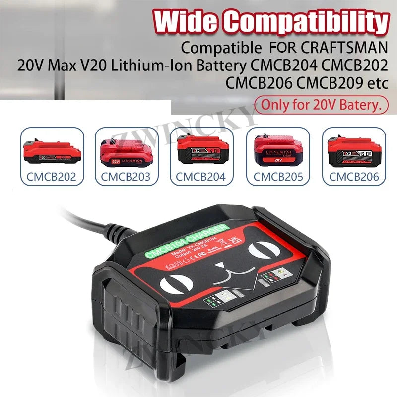 Craftsman 20V Li-Ion Battery Charger 2A CMCB201–CMCB205 Power Tool Charger PLUSH