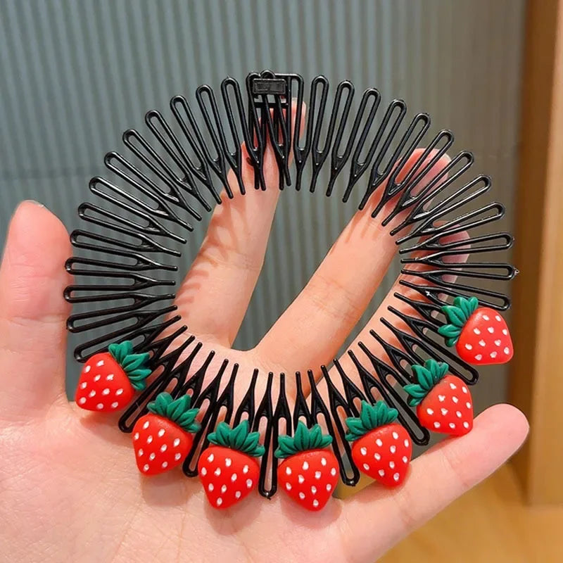 Y2K Star Heart Colorful Hair Comb Clips – Girls Hair Accessories Hair Comb Clip PLUSH strawberries
