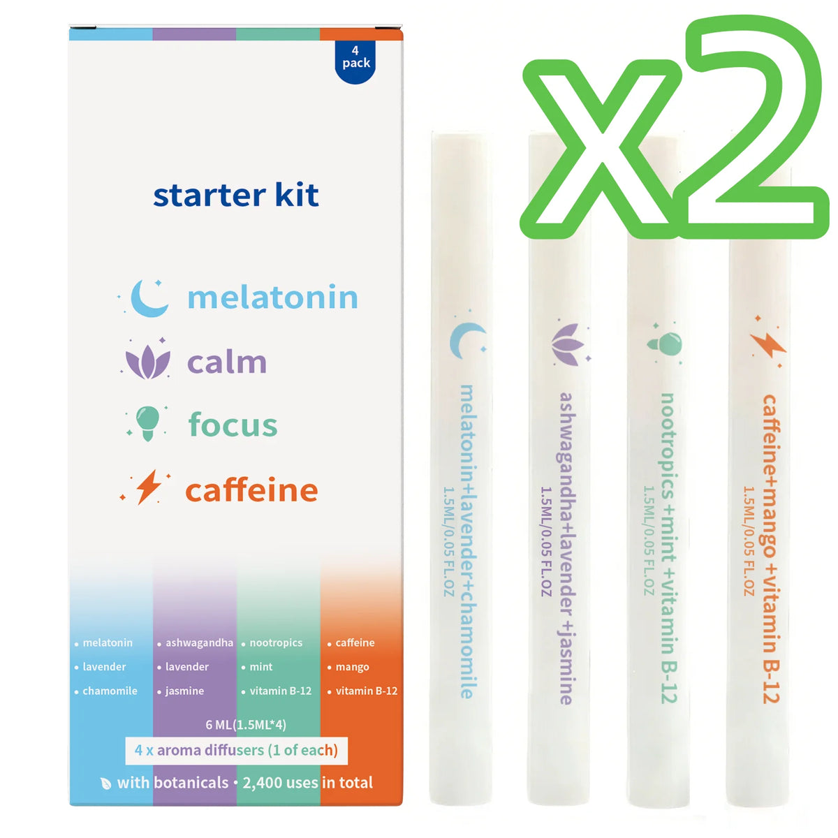Natural Herbal Diffuser Pen Aromatherapy Inhaler Stick 4-Pack Aromatherapy Inhaler Stick PLUSH 1set Boxed x 2PCS