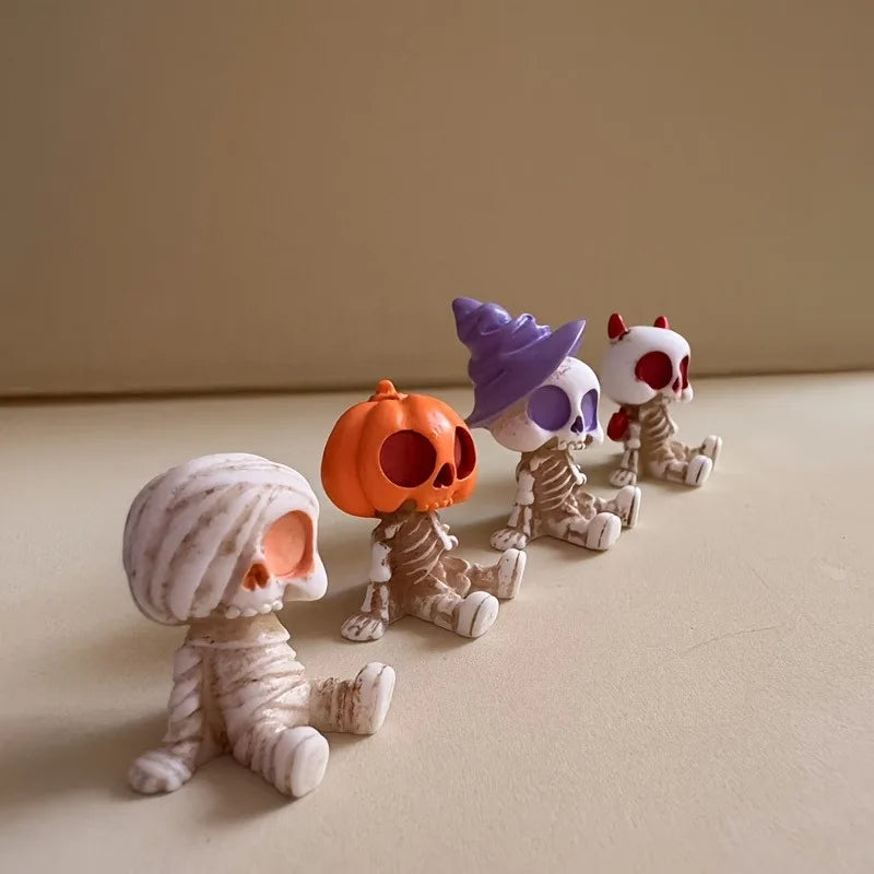 Halloween Skeleton & Mummy Mini Resin Figurines – 4/6Pcs Halloween Figurines PLUSH