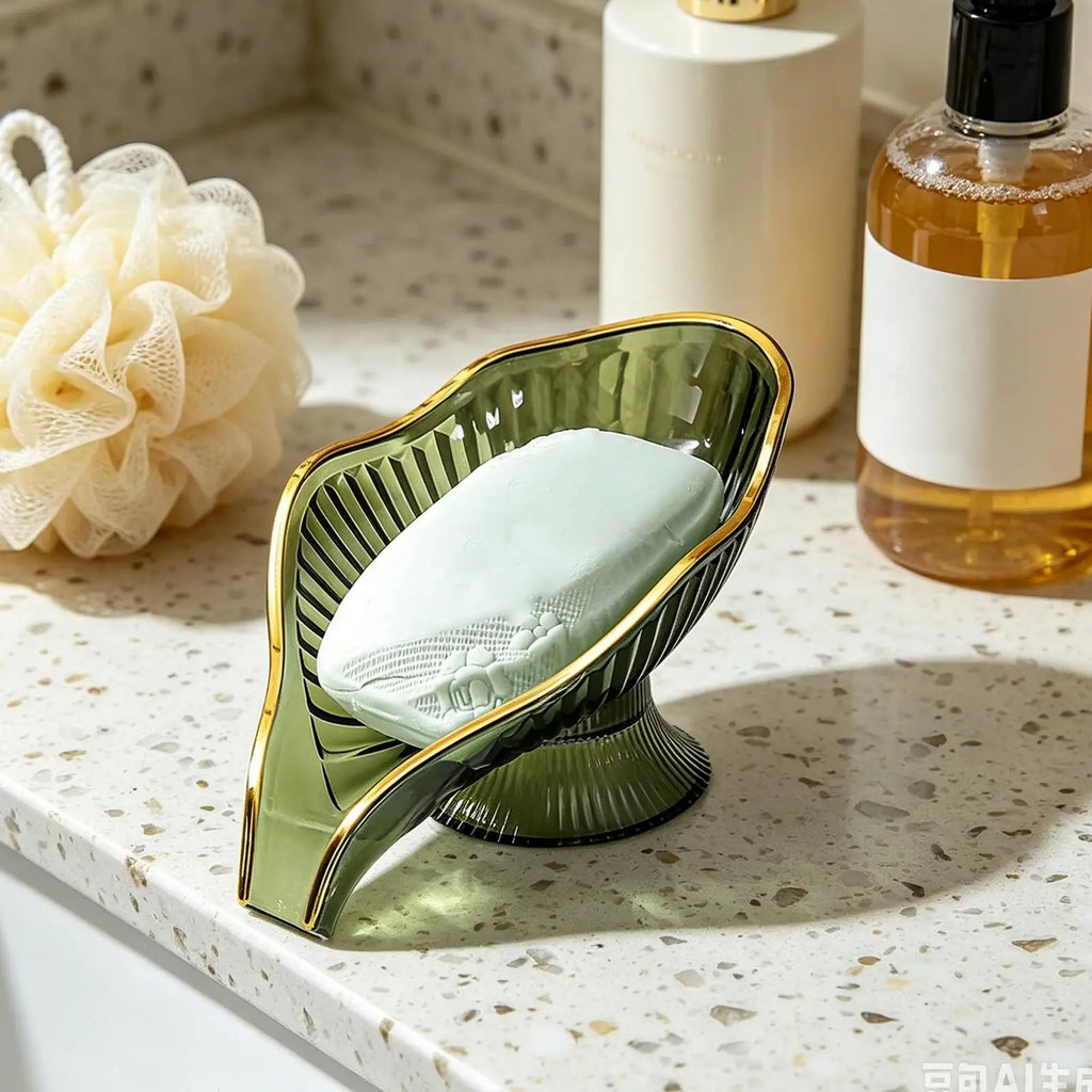 Self Draining Soap Dish with Suction Cup | Clear Plastic Tray Soap Dish PLUSH