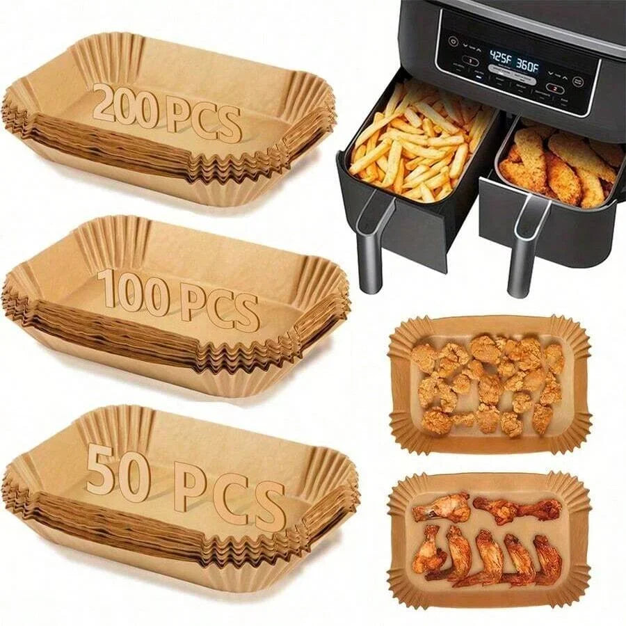50–200pcs Disposable Rectangle Air Fryer Liner Baking Paper Mats Air Fryer Liner Paper PLUSH