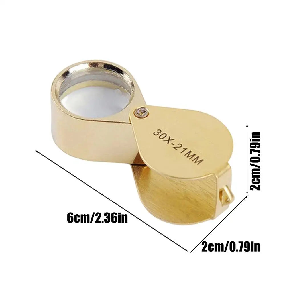 30X Pocket Loupe Magnifier – Foldable Jewelry & Reading Glass Pocket Loupe Magnifier PLUSH Gold
