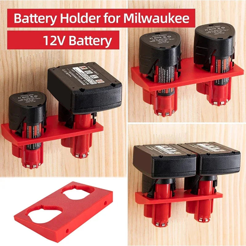 Milwaukee M12 Battery Holder Storage Rack – 3-Slot Mount Battery Storage Rack PLUSH