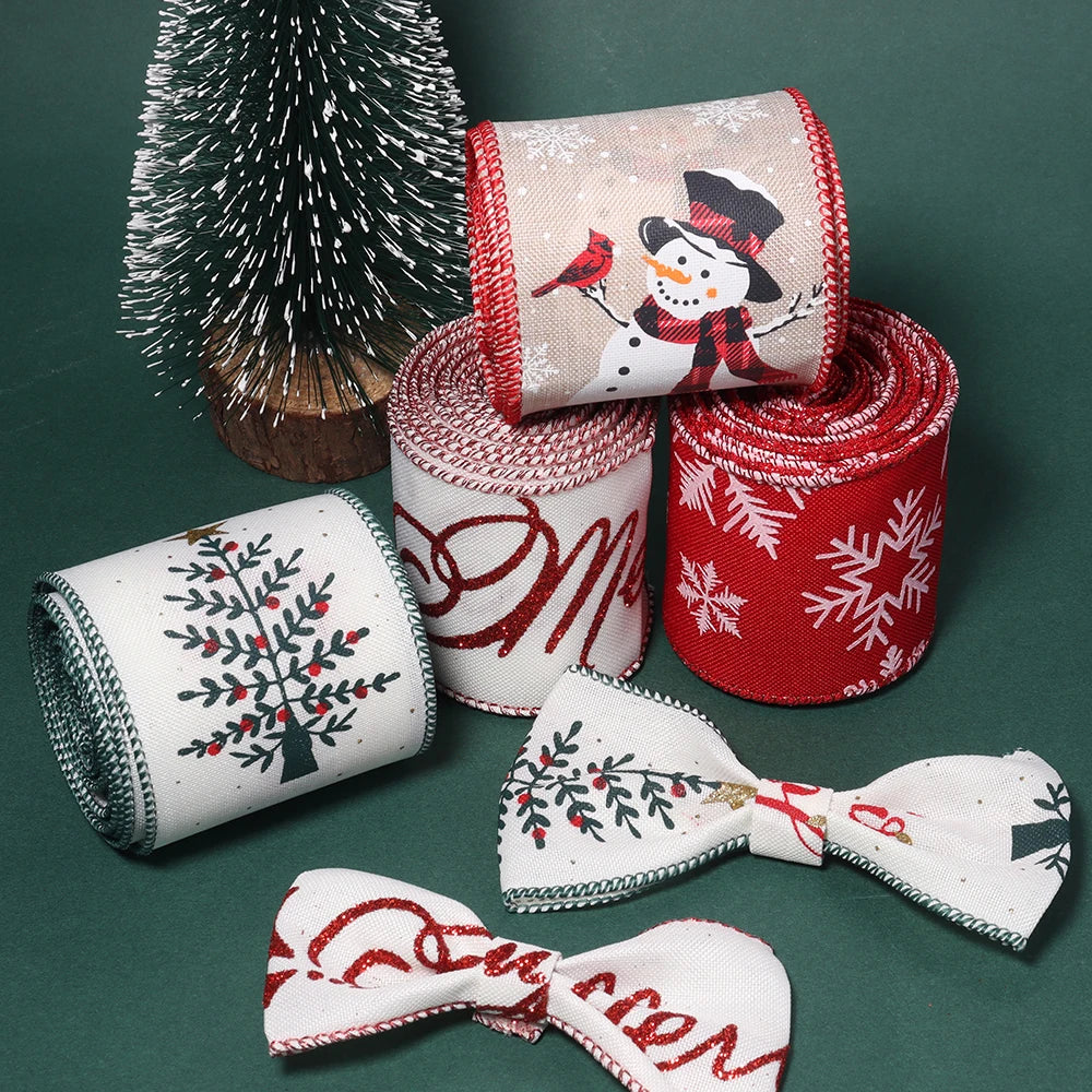 3 Yards Christmas Linen Ribbon 2" – DIY Gift Wrap & Craft Craft Ribbon PLUSH