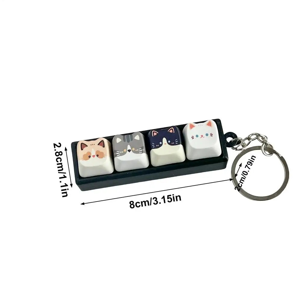 Cute Cat Keycap Fidget Keychain | Clicky Keyboard Toy Fidget Keychain Toy PLUSH Black