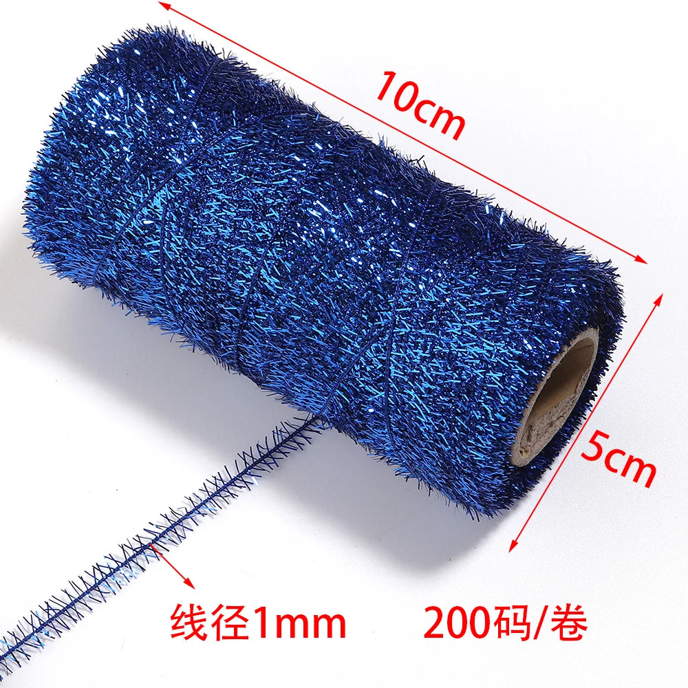 200 Yards Metallic Glitter Tinsel Yarn – DIY Gift & Craft Cord Craft Yarn Thread PLUSH