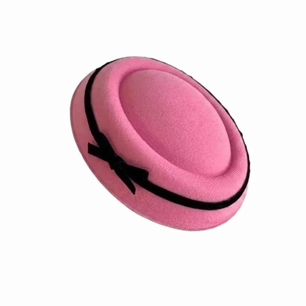Velvet Mini Fedora Hat Hair Clip – Vintage Bow Beret Hairpin Hat Hair Clip PLUSH Pink