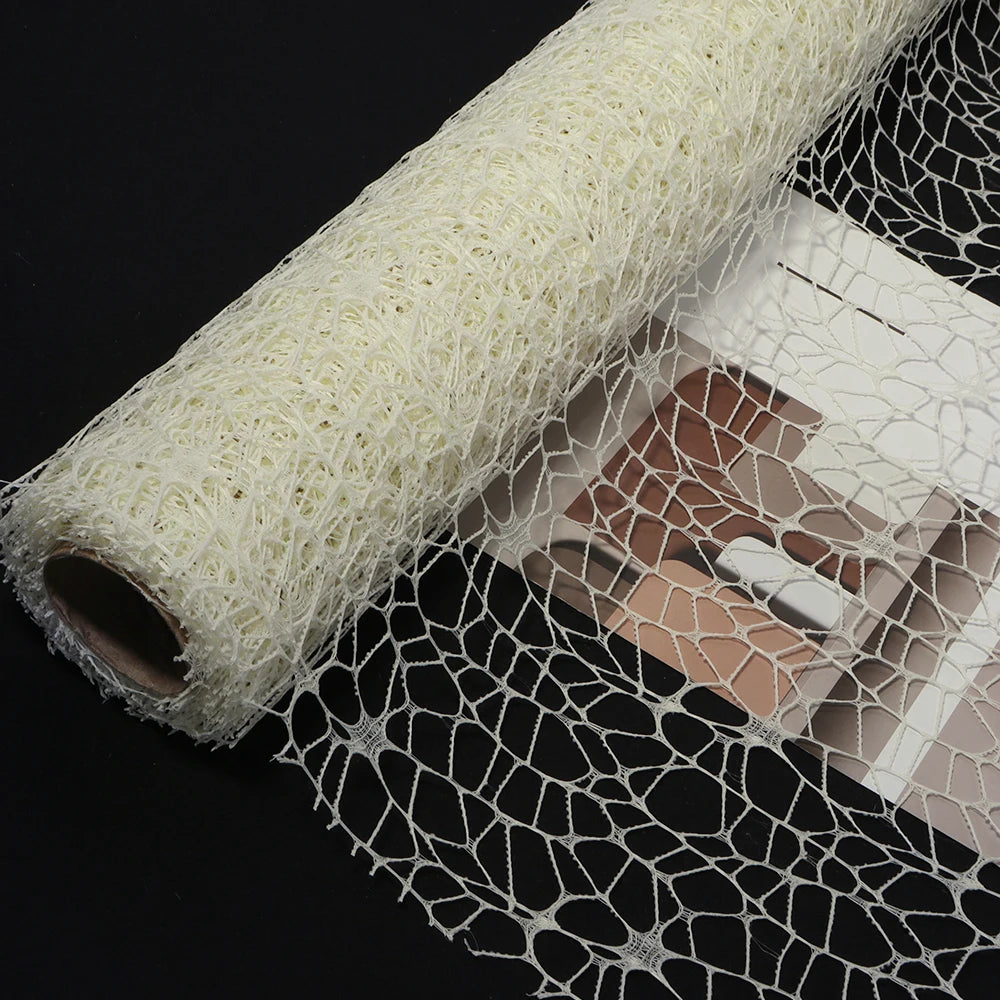50m Korean Hollow Mesh Floral Wrapping Net Yarn Bouquet Roll Floral Wrapping Mesh PLUSH beige