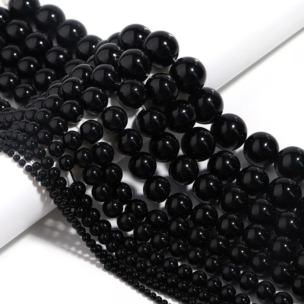 Black Onyx Agate Round Spacer Beads – Natural Stone DIY Jewelry Natural Stone Beads PLUSH