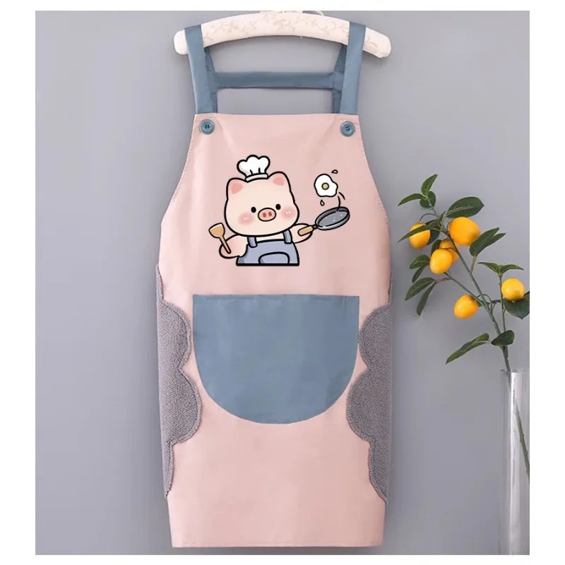 Waterproof Kitchen Apron Large Pocket Adjustable Sleeveless PVC Kitchen Apron PLUSH