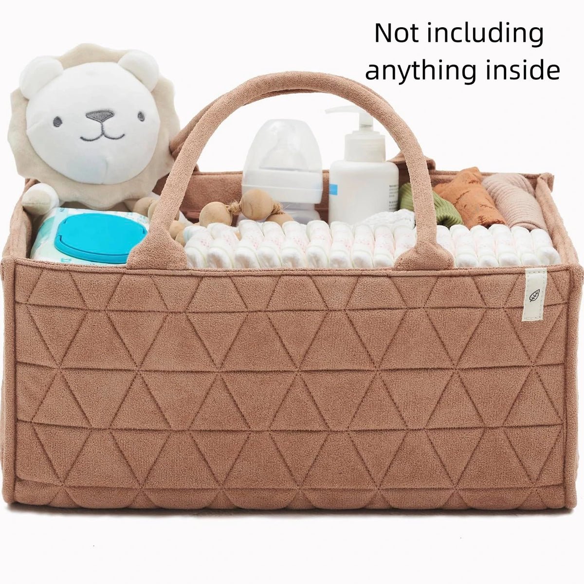 Large Capacity Portable Diaper Bag Off White Tote for Moms Diaper Tote Bag PLUSH camel