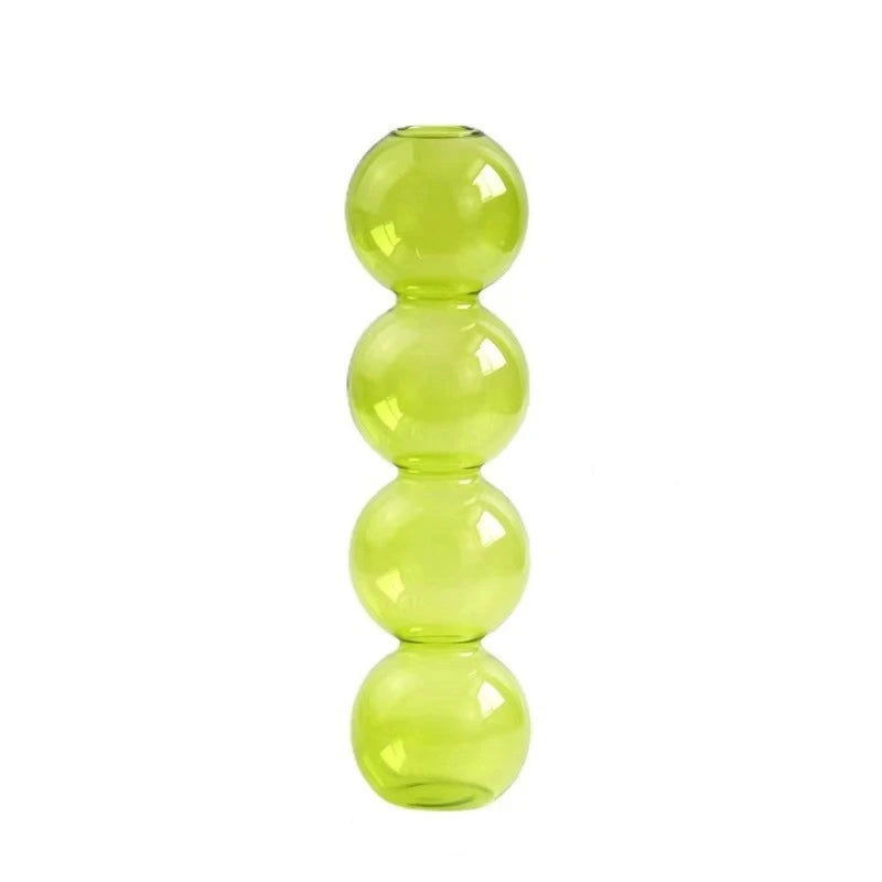 Nordic Glass Bubble Vase – Clear Bud Vase & Hydroponic Planter Glass Bud Vase PLUSH Green 4balls