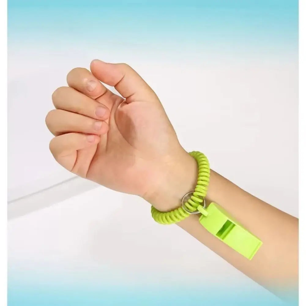 10pcs Spring Wristband Whistles – Colorful Plastic Sport Whistles Sport Wristband Whistle PLUSH