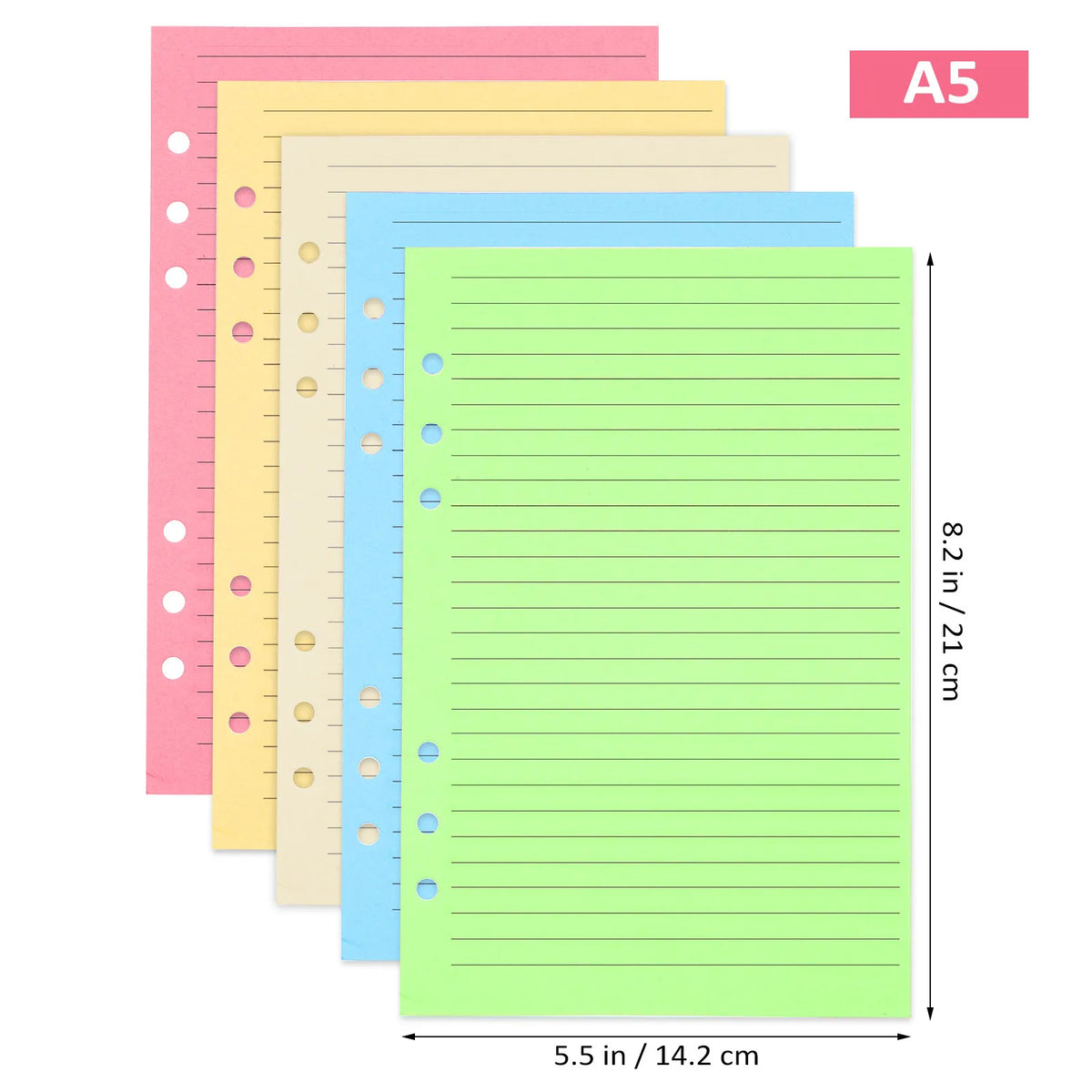 50pcs A5 6-Hole Loose Leaf Filler Paper Refills – Lined Loose Leaf Filler Paper PLUSH