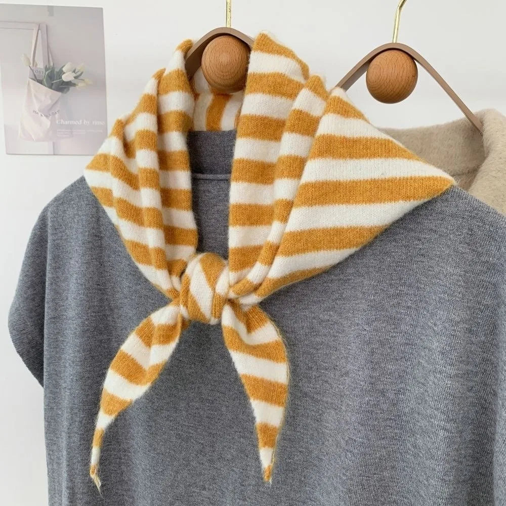 Women's Knitted Triangle Scarf False Collar Warm Shawl Knitted Scarf Shawl PLUSH Yellow White