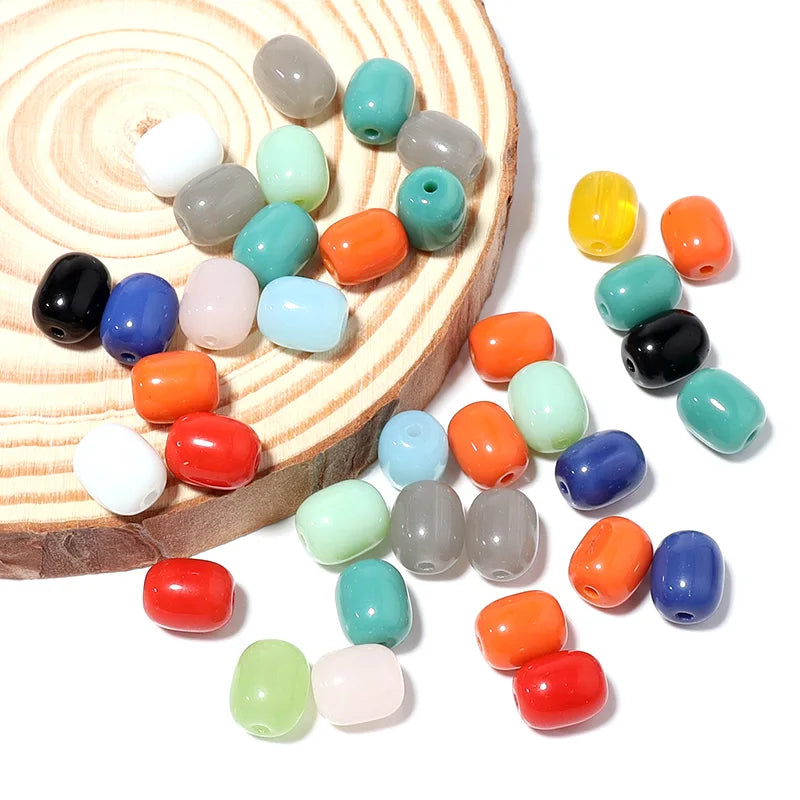 30pcs Barrel Glass Spacer Beads 10x8mm Multicolor DIY Jewelry Glass Spacer Beads PLUSH
