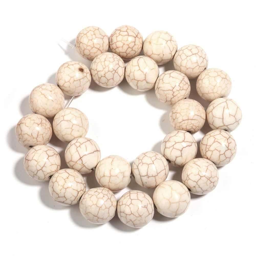White Turquoise Stone Beads 3-20mm | DIY Jewelry Making Stone Jewelry Beads PLUSH 16mm-ap24pcs
