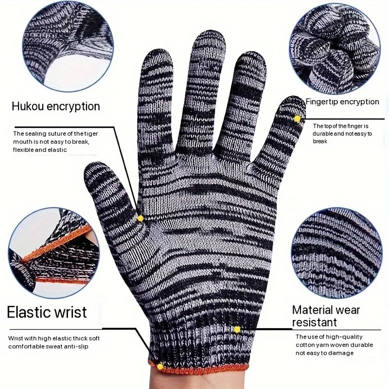Non-Slip Knitted Cotton Work Gloves – 6/12 Pairs Work Gloves PLUSH