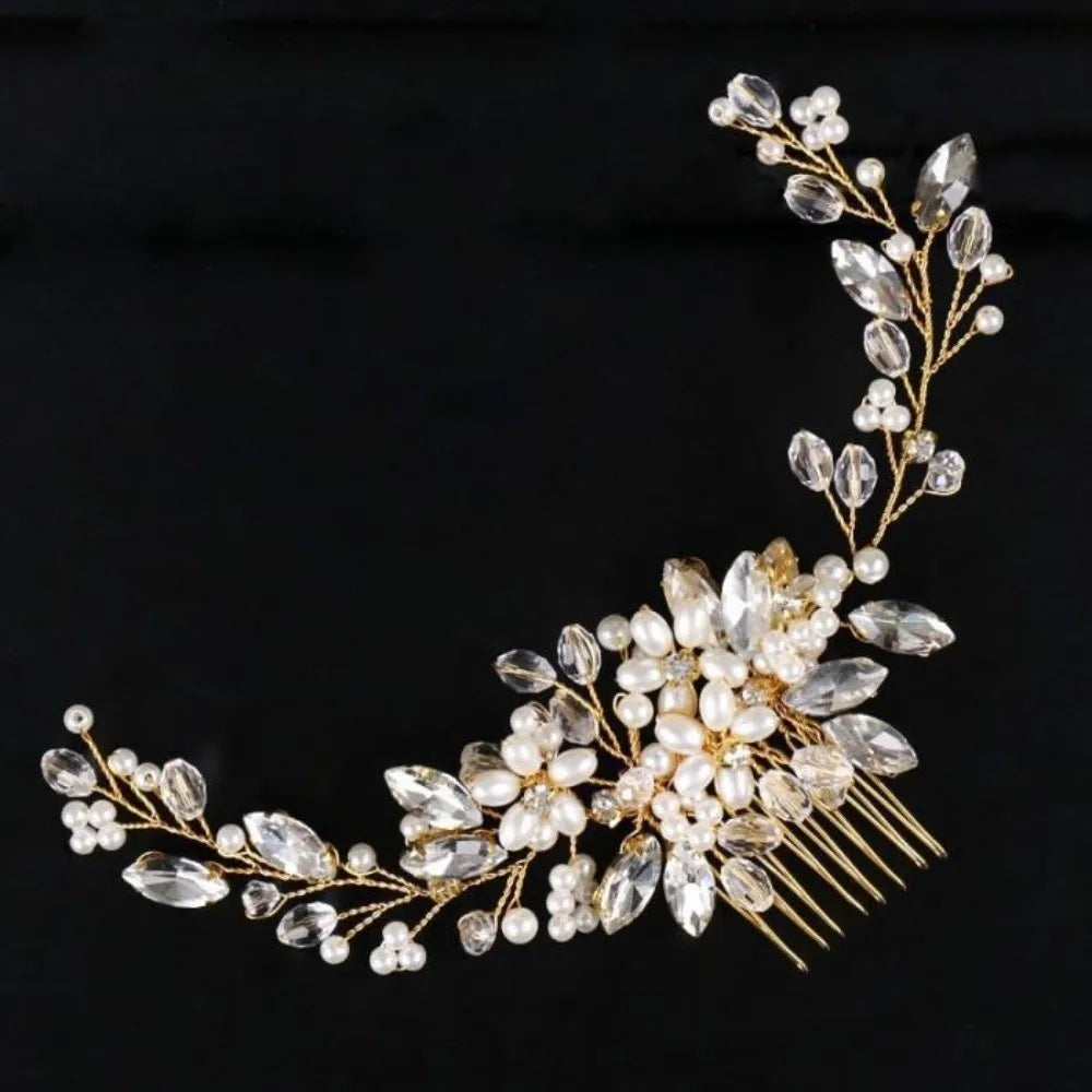 Pearl Flower Bridal Hair Comb – Sparkling Wedding Headpiece Bridal Hair Comb PLUSH