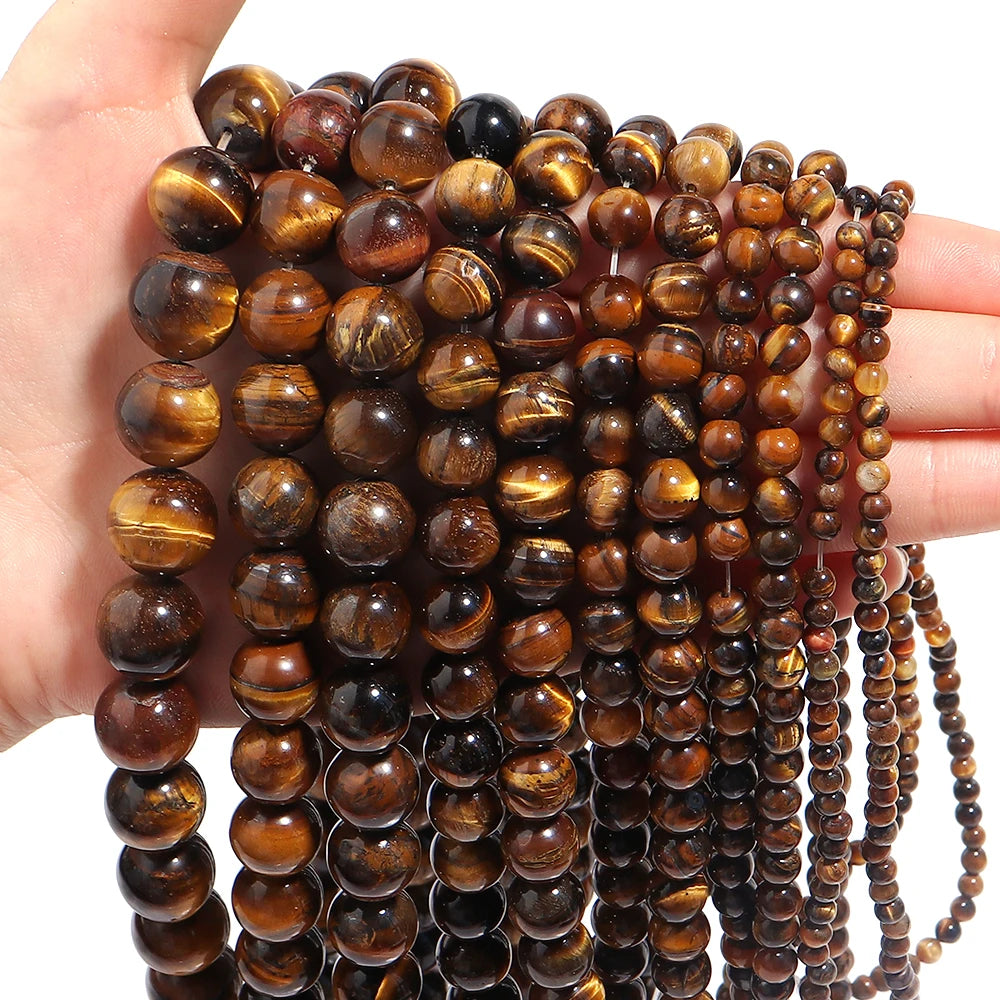 Natural Yellow Tiger Eye Round Stone Beads for DIY Jewelry Natural Stone Beads PLUSH