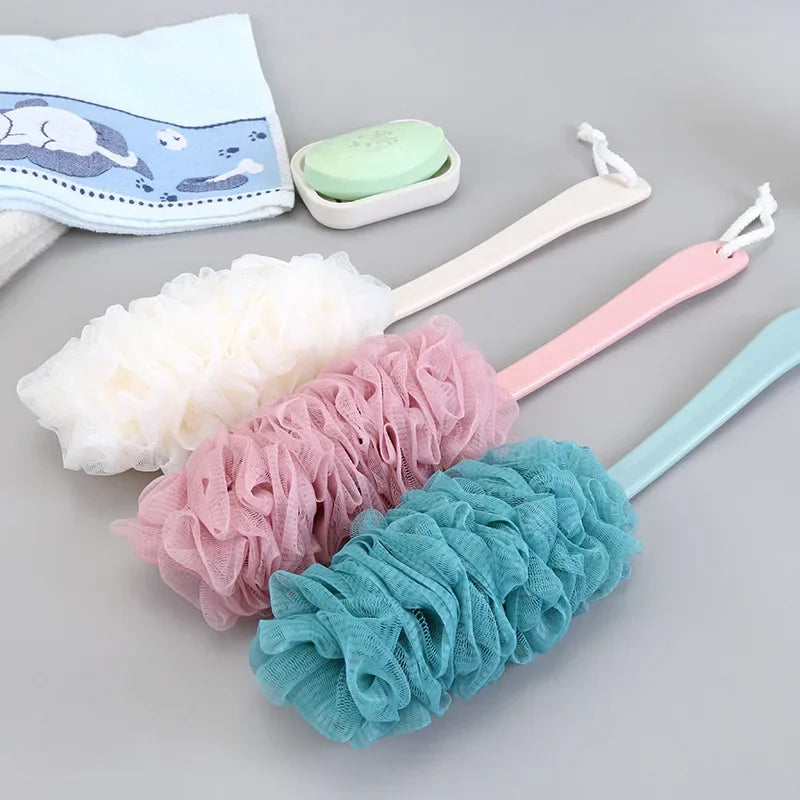 Long Handle Soft Mesh Bath Brush – Body Shower Scrubber Bath Shower Brush PLUSH