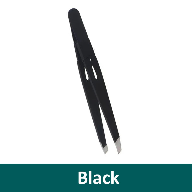 Stainless Steel Eyebrow Tweezers – Facial & Nose Hair Clip Eyebrow Tweezers PLUSH Black