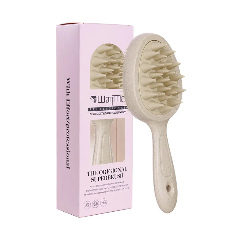 WANMEI Scalp Massage Shampoo Brush – Wet & Dry Hair Tool Scalp Massage Brush PLUSH beige boxed
