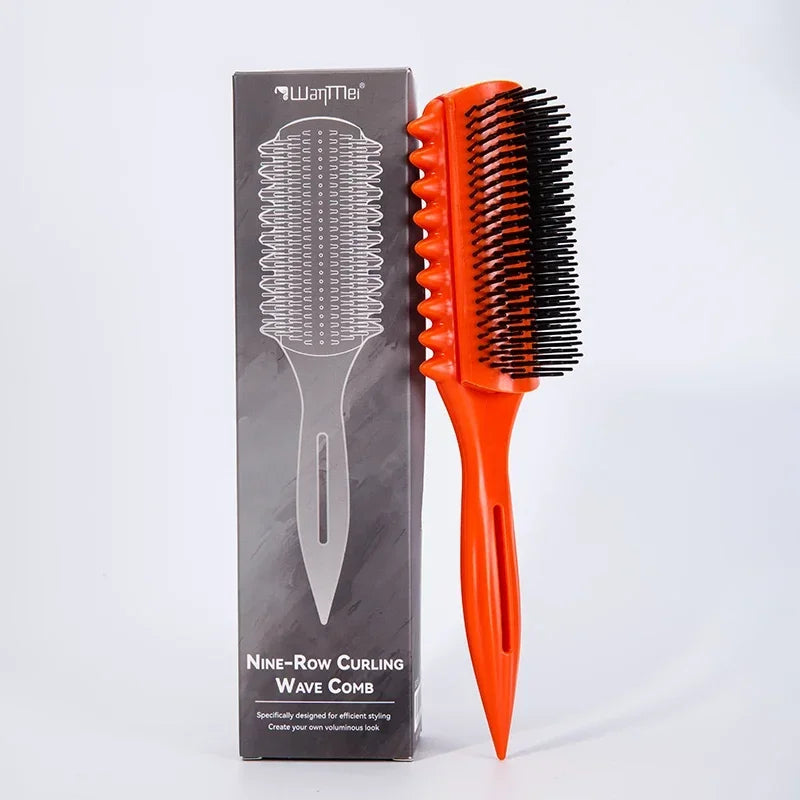 WANMEI 9-Row Curling Wave Comb – Anti-Tangle Hair Styler Hair Styling Comb PLUSH