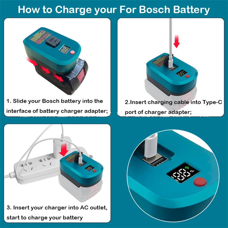 ZWINCKY 18/20V Battery Adapter USB + Type-C Fast Charging Battery Charging Adapter PLUSH