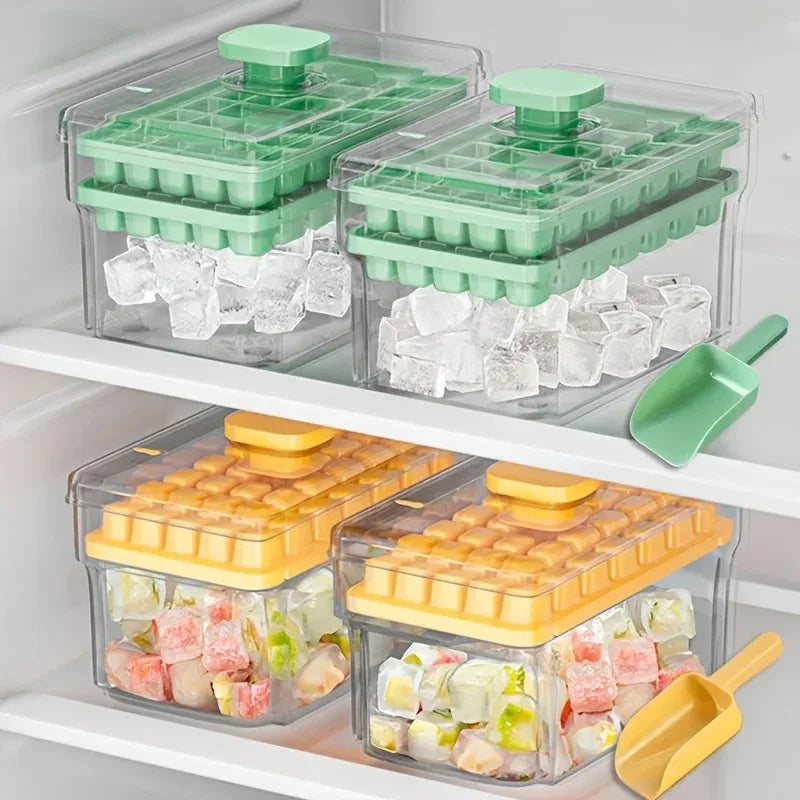 Ice Cube Tray with Lid & Bin – 68 Cubes, Easy Release Ice Cube Tray PLUSH