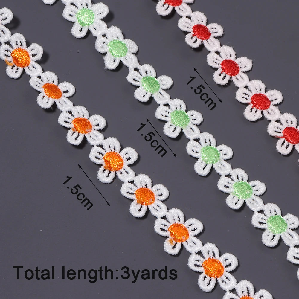 3 Yards Flower Lace Trim 1.5cm Polyester – DIY Craft Decor Lace Trim Ribbon PLUSH